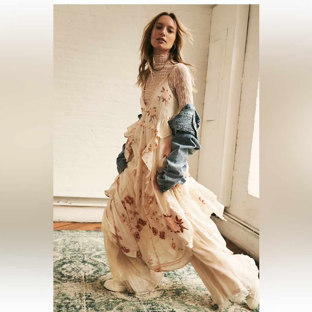 Free People Audrey Embroidered Maxi Dress Size M